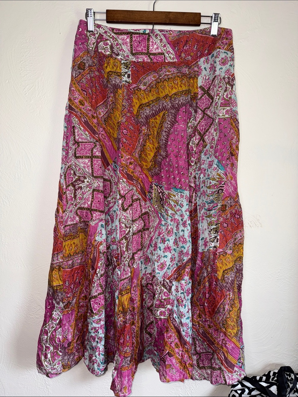 Dana Buchman 100% Silk Paisley Maxi Skirt Pink Petite 8P